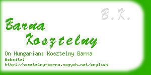 barna kosztelny business card